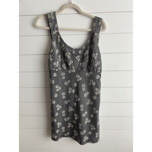 Rocket Candy Vintage Gingham Daisy Floral Mini Dress Black White Smocked Large